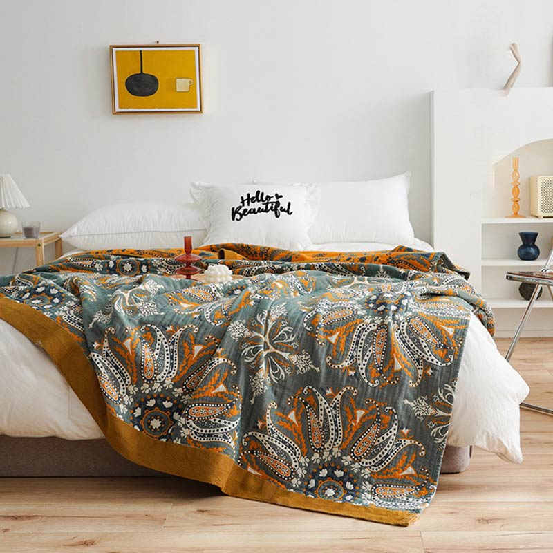 Ownkoti Dark Cyan Double-Sided Floral Cotton Quilt - image 4