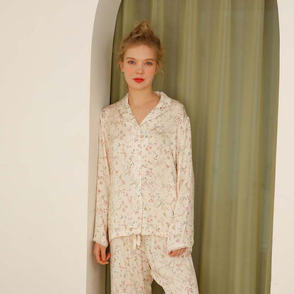 Ownkoti Floral Satin V-Neck Long Sleeve Loungewear - image 4