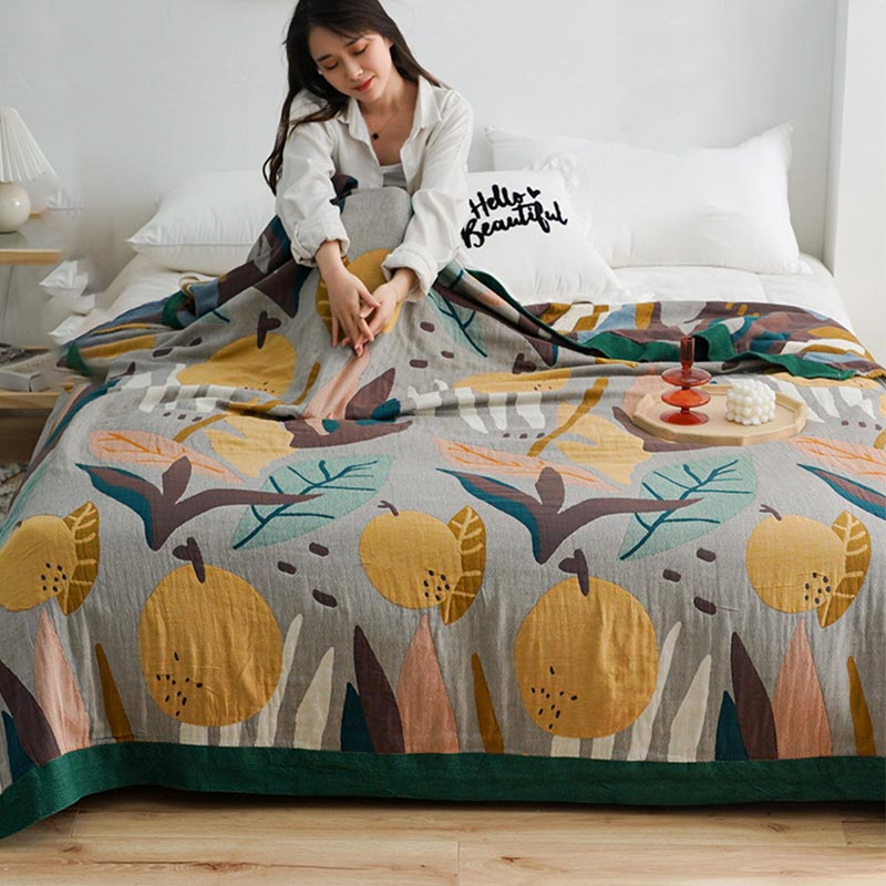 Reversible Design Cotton Fruit Quilt Lightweight - image 3