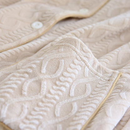 Solid Color Lapel Flannel Pajama Set - image 9