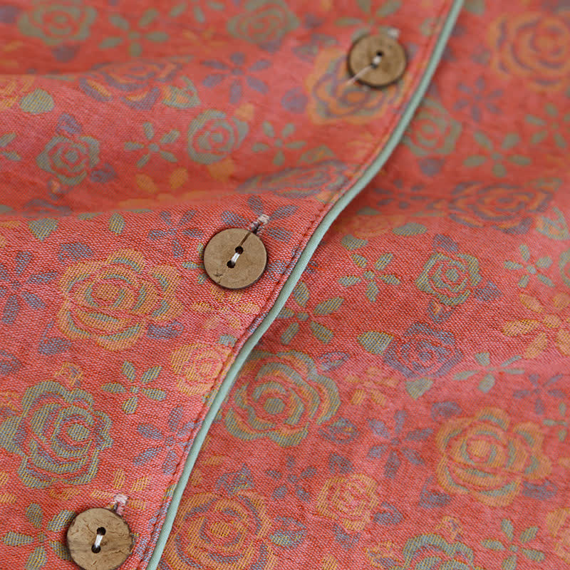 Rose Flower Cotton Lapel Nightwear Set - image 9