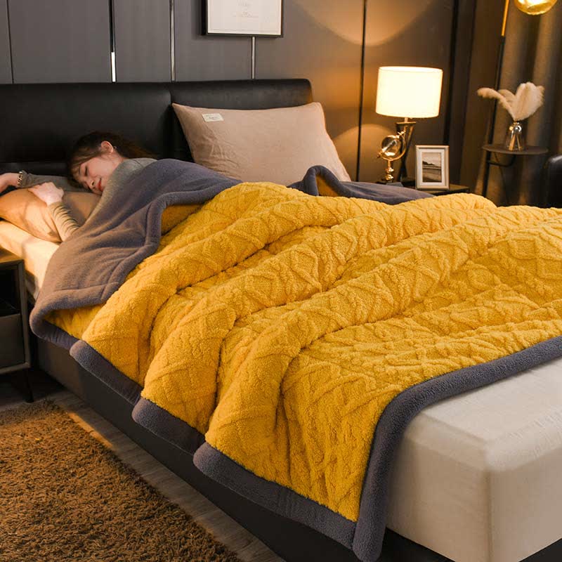 Luxurious Thick Warm Fleece Throw Blanket - Yellow - Queen - image 0