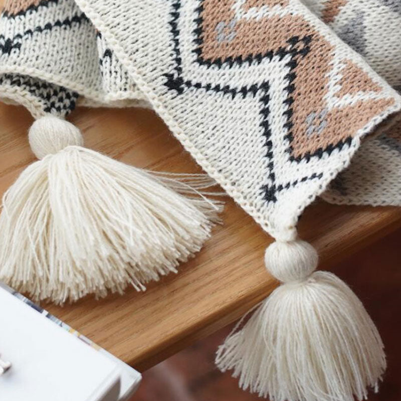 Ownkoti Cozy Shape Pattern Tassel Knitted Blanket - image 13