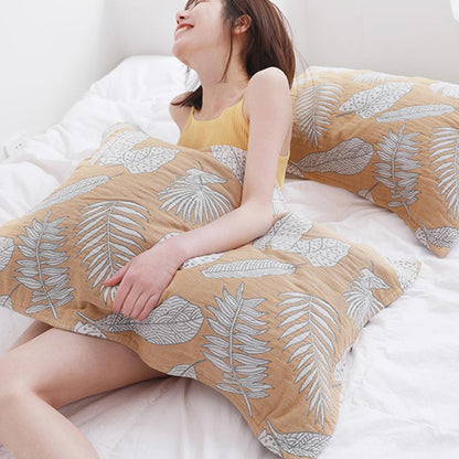 Ownkoti Leaf Print Pure Cotton Pillow Towel (2PCS) - image 3