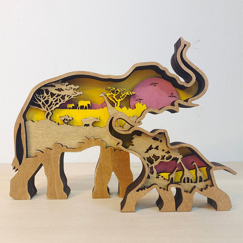 Ownkoti Creative Forest Animal Decoration - Elephant Family - Without Light - image 0