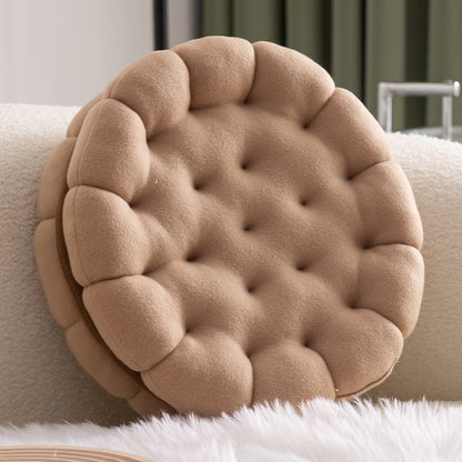 Cute Biscuit Circle Shape Seat Cushion - Apricot - 35cm - image 7