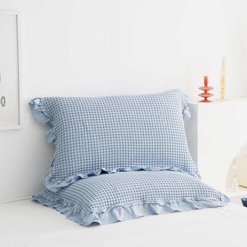 Waffle Weave Cotton Pillowcases with Ruffle (2PCS) - image 12