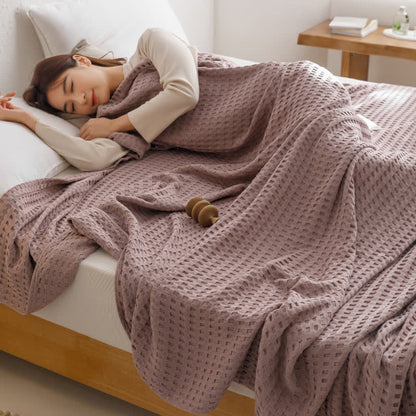 Solid Color Waffle Cotton Reversible Quilt - image 12