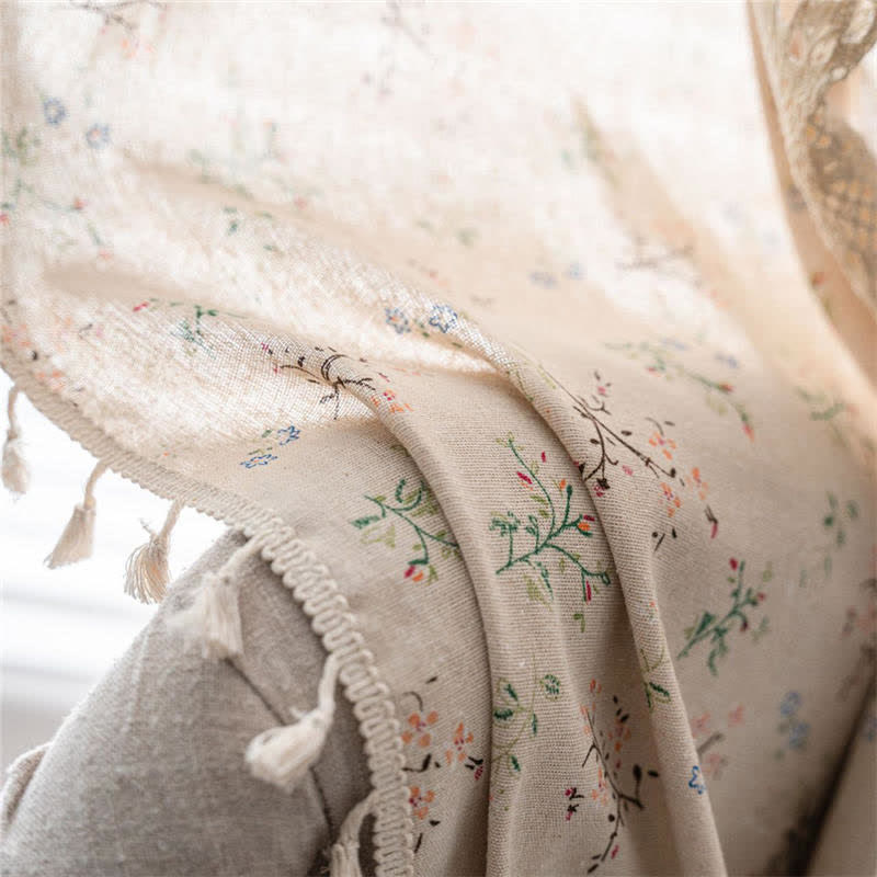 Ownkoti Floral Plaid Splicing Light Filtering Tassel Curtain - image 8