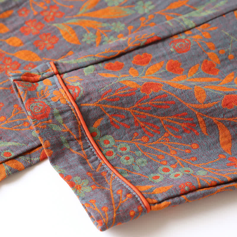 Vintage Leaf Cotton Lapel Loungewear Set - image 8