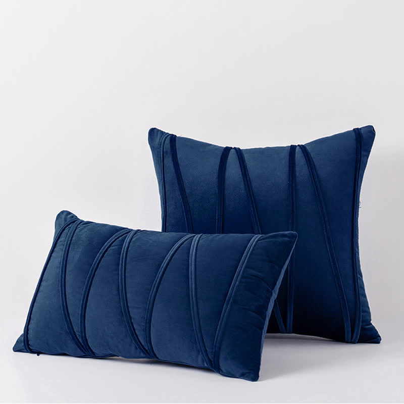 Stripe Pattern Soft Velvet Decorative Pillowcase - Dark Blue - 50cm x 50cm - image 12