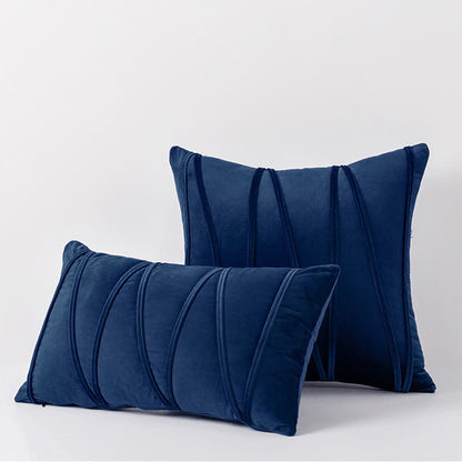 Stripe Pattern Soft Velvet Decorative Pillowcase - Dark Blue - 50cm x 50cm - image 12