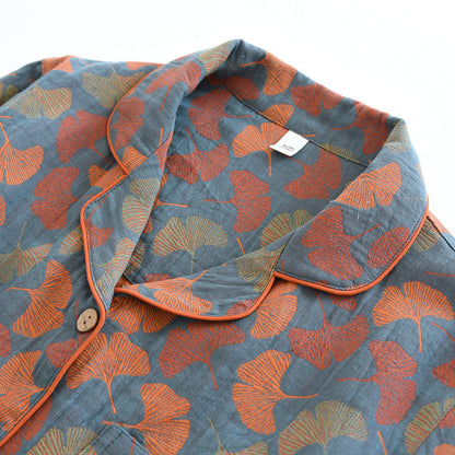 Ginkgo Leaf Button Cotton Loungewear Set - image 1