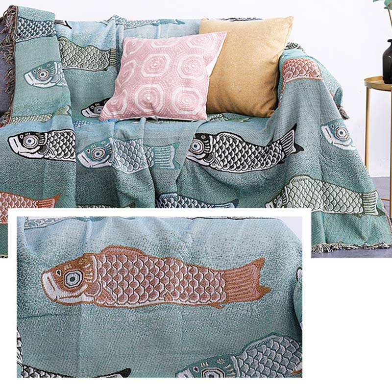 Koi Print Tassel Reversible Blanket - image 6