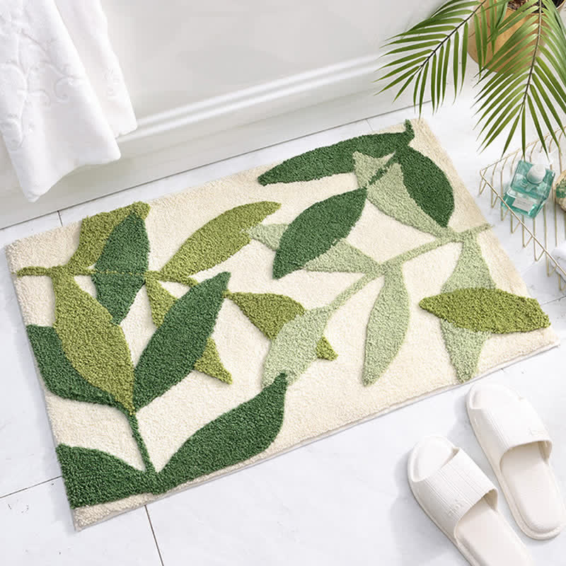 Ownkoti Green Leaf Print Soft Non-Slip Floor Rug - image 1