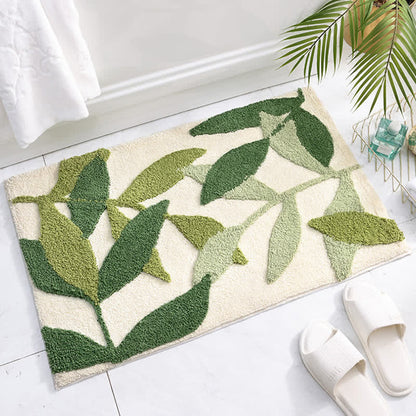Ownkoti Green Leaf Print Soft Non-Slip Floor Rug - image 1
