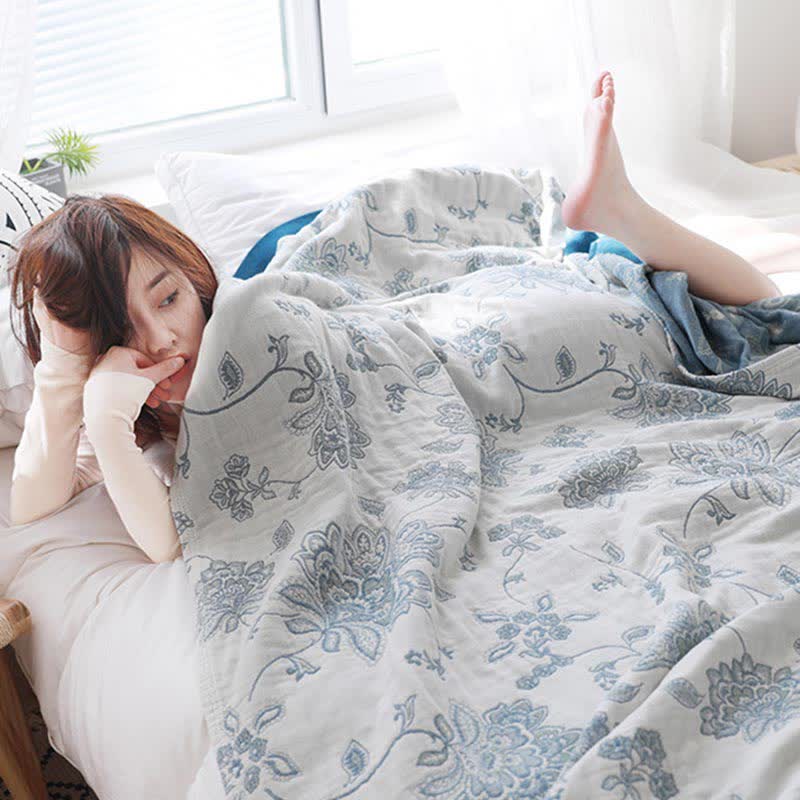 Ownkoti Lightweight Flower Print Cotton Sofa Blanket - image 13