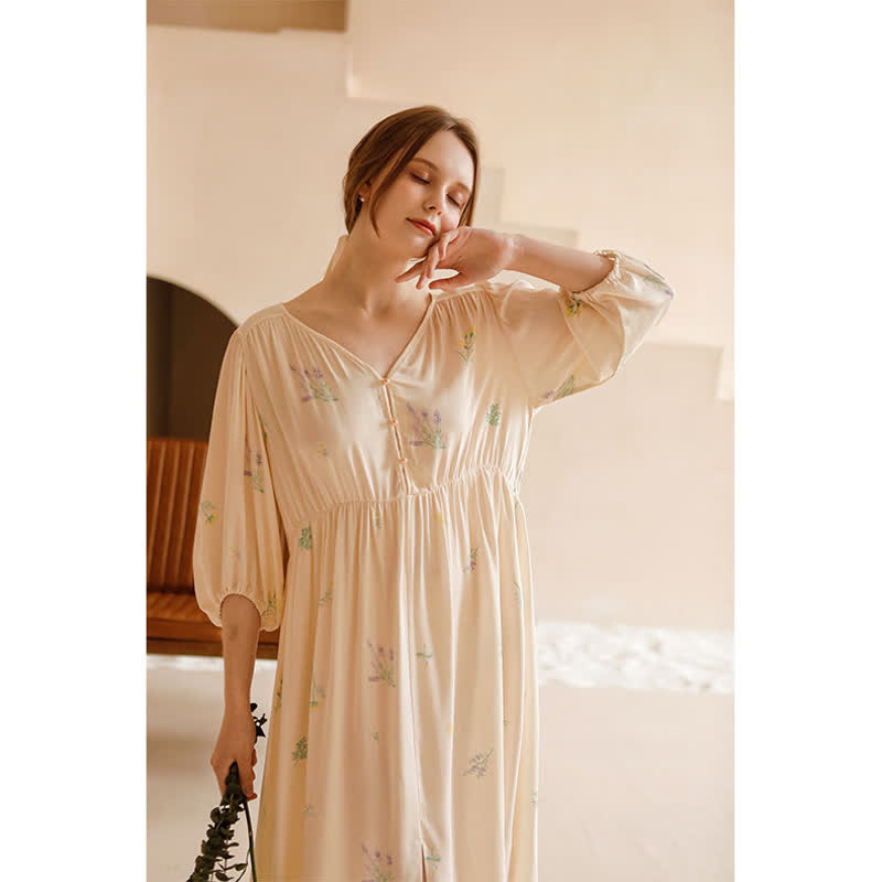 Cute Rural Style Comfy Satin Nightdress - image 1