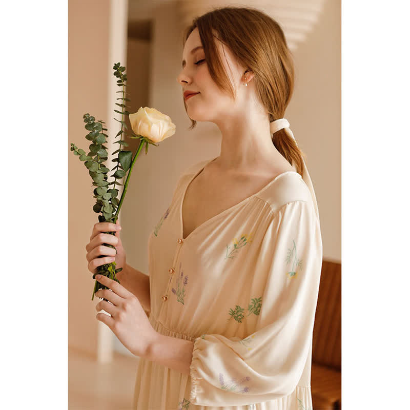 Cute Rural Style Comfy Satin Nightdress - image 2