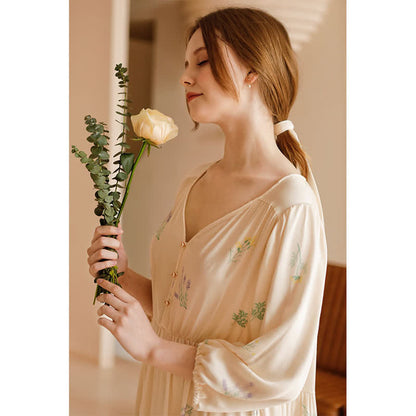 Cute Rural Style Comfy Satin Nightdress - image 2