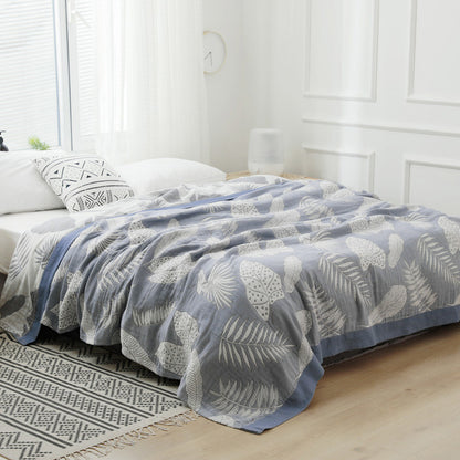 Ownkoti Pattern Gauze Reversible Quilt Breathable Throw - Gray Blue - Queen - image 11