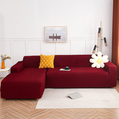 Ownkoti Pure Color Seersucker Stretchable Sofa Cover - Wine Red - 4-Seater 92" - 118" (235cm - 300 cm) - image 8