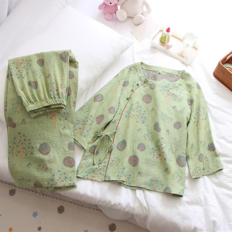 Leaf Tree Jacquard Cotton Loungewear Set - image 3