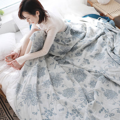 Ownkoti Lightweight Flower Print Cotton Sofa Blanket - image 12