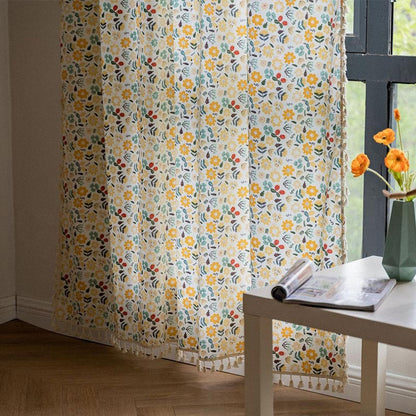 Yellow Flower Tassel Light Filtering Curtain - image 3