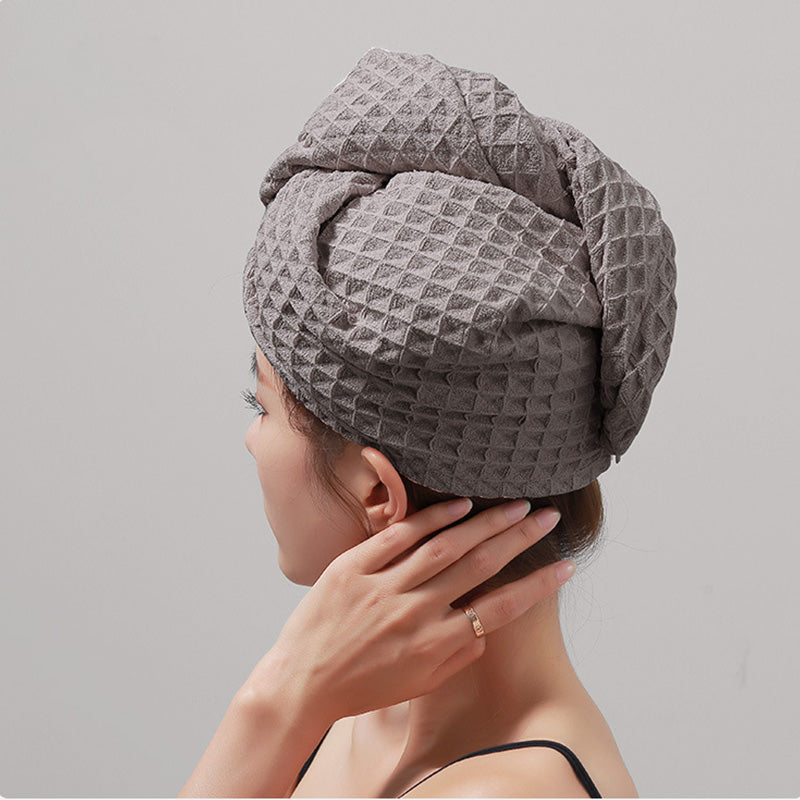 Waffle Weave Button Hair Drying Towel - image 12