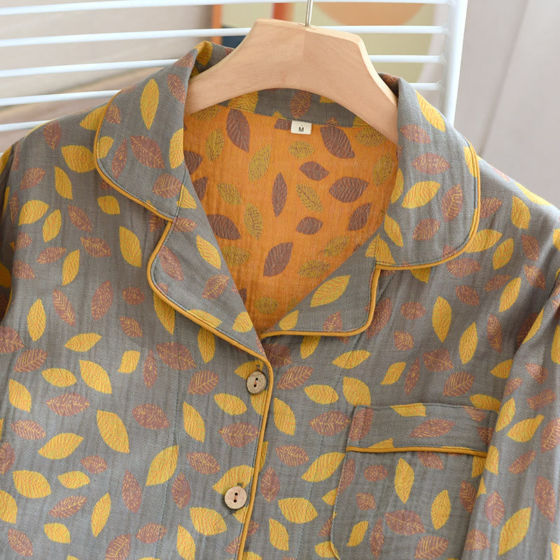 Leaf Pattern Soft Cotton Loungewear Set - image 4