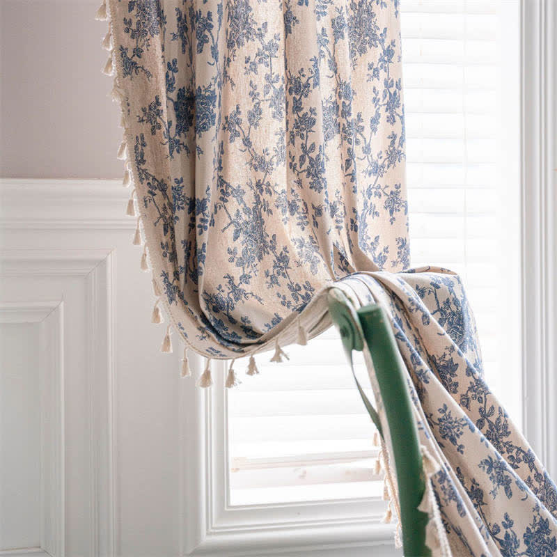 Ownkoti Retro Orchid Tassel Light Filtering Curtain - image 3