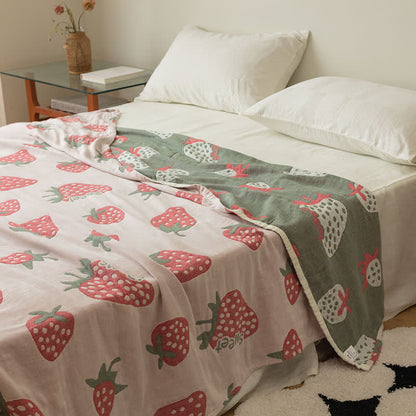 Strawberry Cotton Five Layer Soft Quilt - image 2