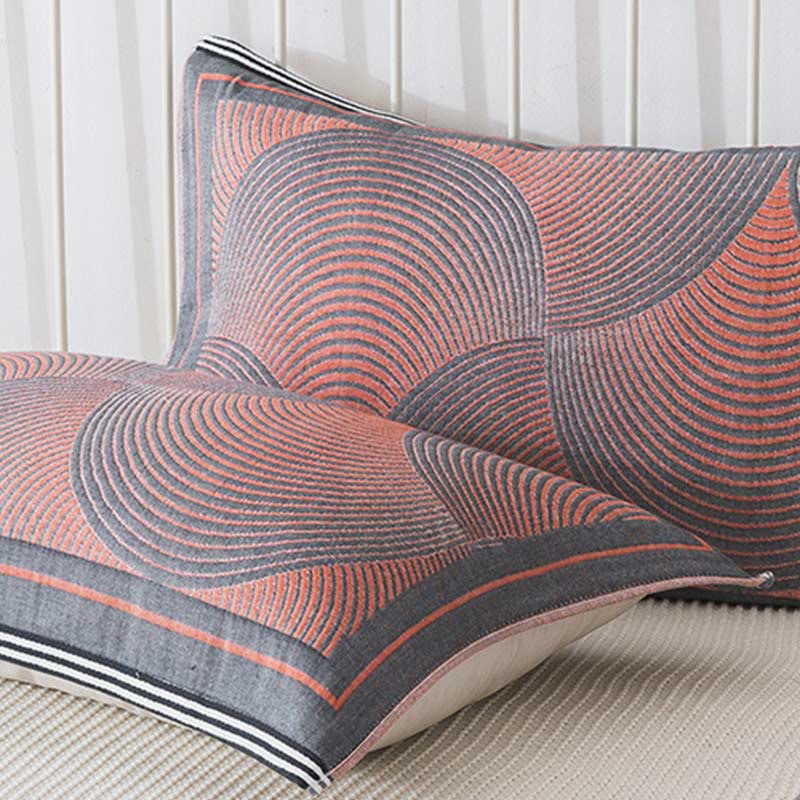 Ownkoti Circle Stripe Breathable Pillow Towel (2PCS) - Orange - 52cm x 75cm - image 5