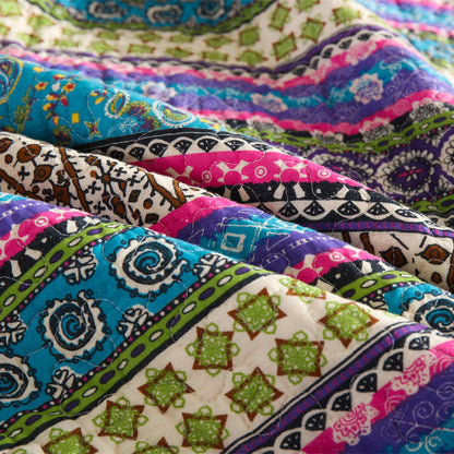 Striped Jacquard Style Quilt with Pillowcase - image 6