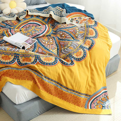 Ownkoti Bohemian Reversible Yellow Flower Summer Quilt - image 5