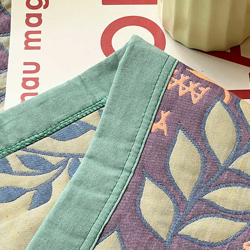 Green & Orange Leaf Cotton Reversible Quilt - image 9