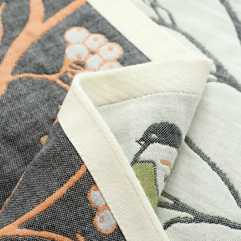 Cotton Gauze Hawthorn Bird Pillow Towel (2PCS) - image 4