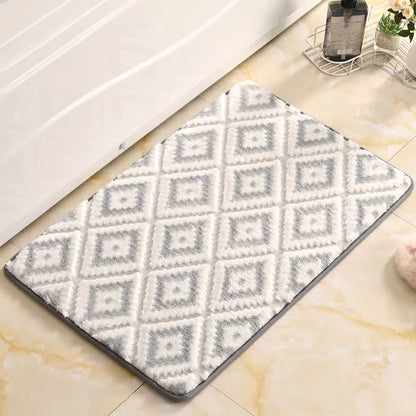 Diamond Lattice Soft Non-slip Bath Mat - Gray & White - 50cm x 80cm - image 7