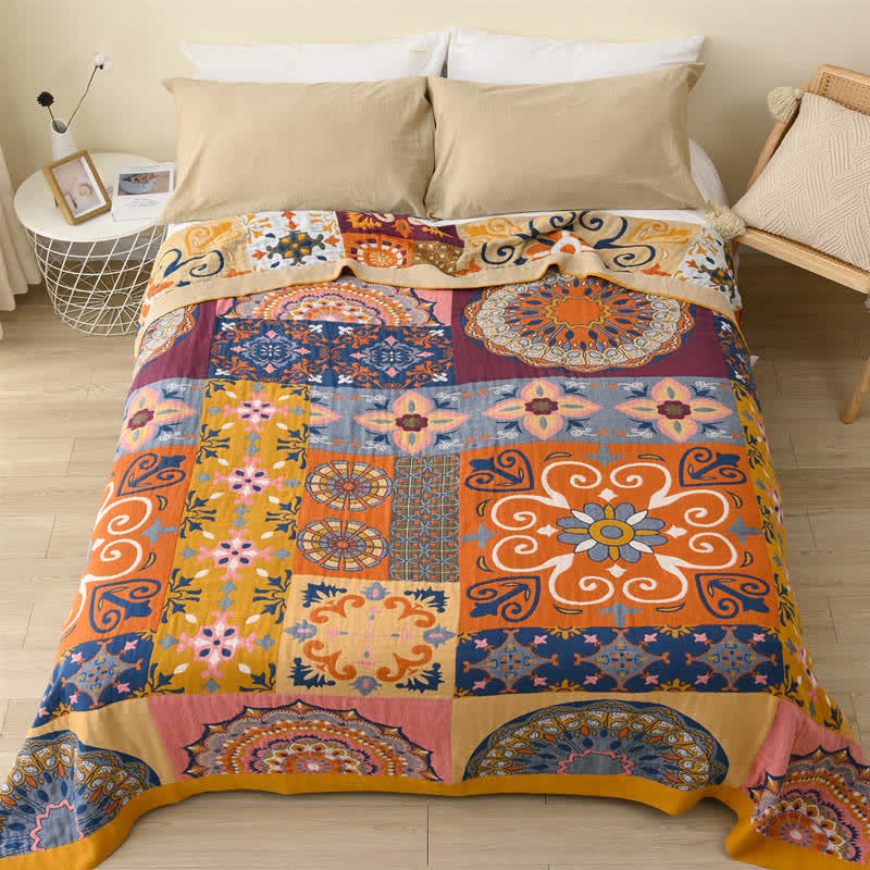 Ownkoti Plaid Colorful Flower Cotton Reversible Quilt - image 1