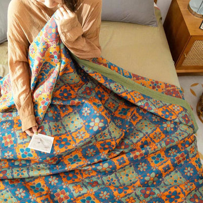 Boho Floral Print Cotton Reversible Quilt - image 2