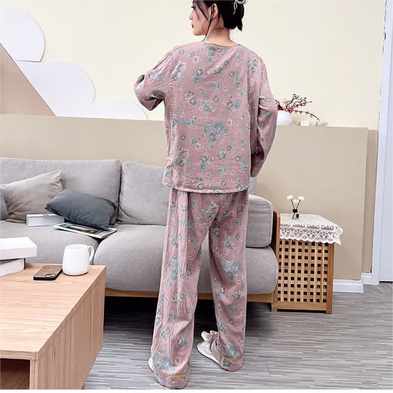 Plus-size Peony Cotton Pajama Set - image 1
