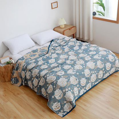 Cat Breathable Cotton Gauze Reversible Quilt - image 8