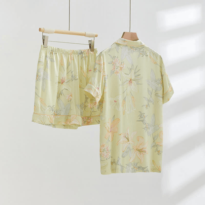 Lily Flower Breathable V-neck Short Loungewear  - image 1