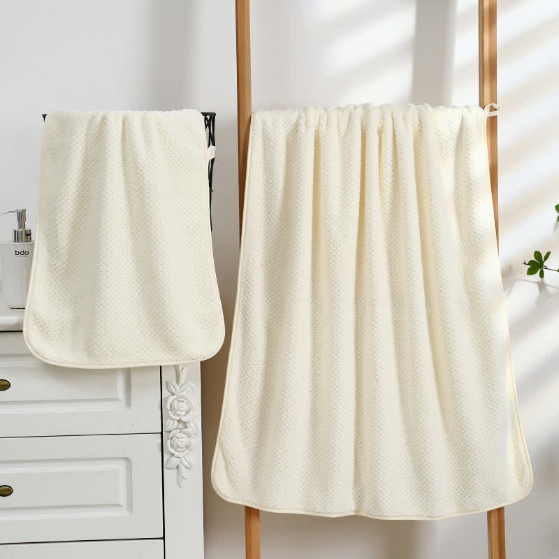 Solid Color Soft Breathable Bath Towel - 35cm x 75cm + 70cm x 140cm - White - image 10