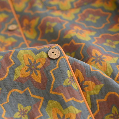 Rhombus Flower Lapel Cotton Loungewear Set - image 4