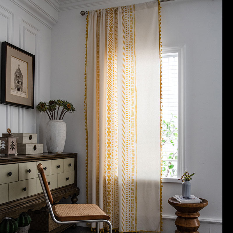 Ownkoti Bohemian Geometric Cotton Semi Blackout Curtains - image 7