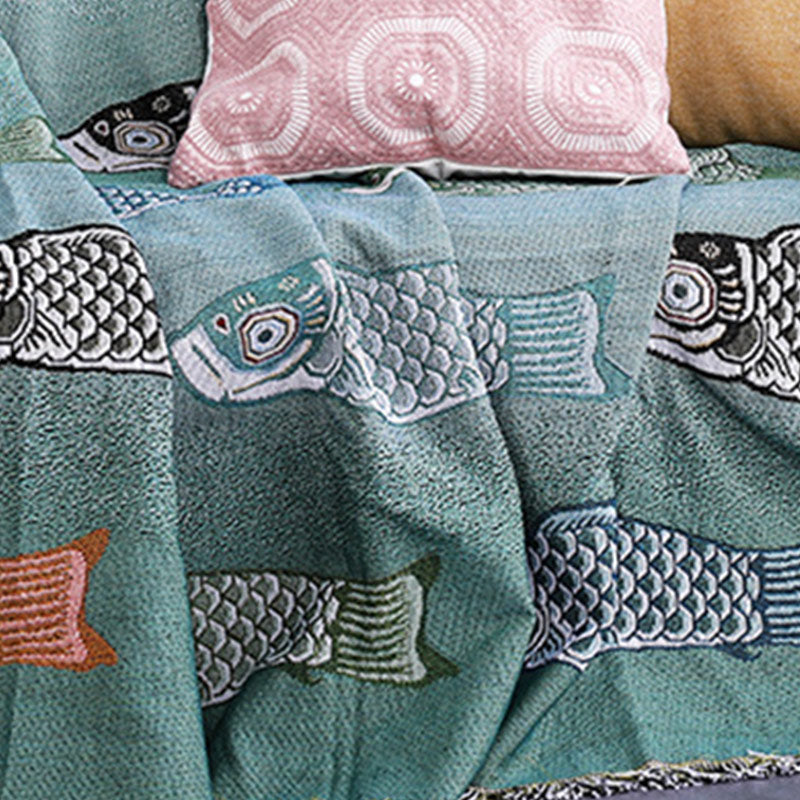 Koi Print Tassel Reversible Blanket - image 5