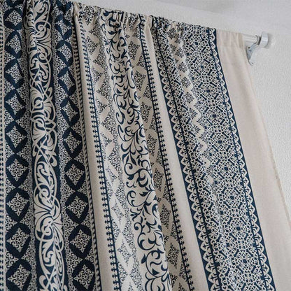 Cotton Linen Blue Pattern Curtain - image 6