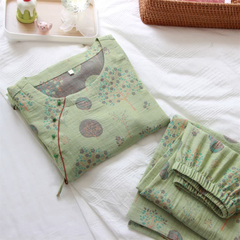 Leaf Tree Jacquard Cotton Loungewear Set - image 2